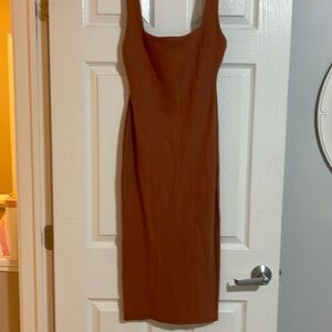 Lily white rust color mid dress.